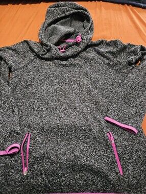 Women’s Hyba Gray Fleece Hoodie with Pink Trim
